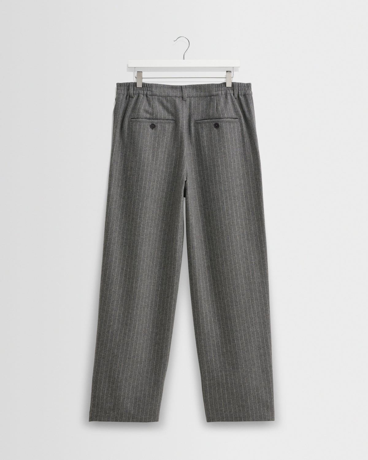 Men's Pinstripe Pleated Wool-Look Wide Leg Pants in Gray