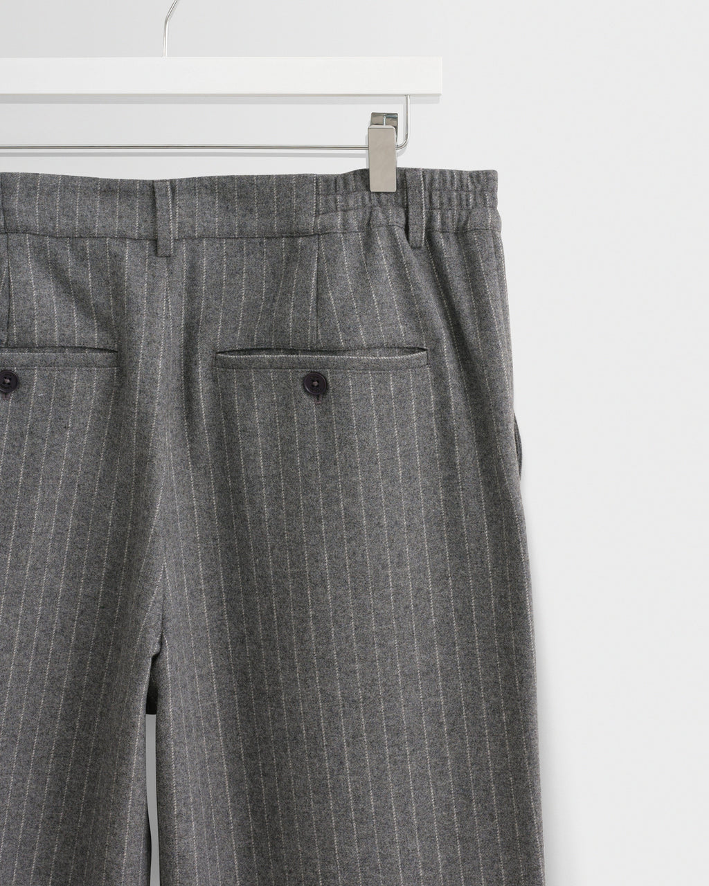 Men's Pinstripe Pleated Wool-Look Wide Leg Pants in Gray