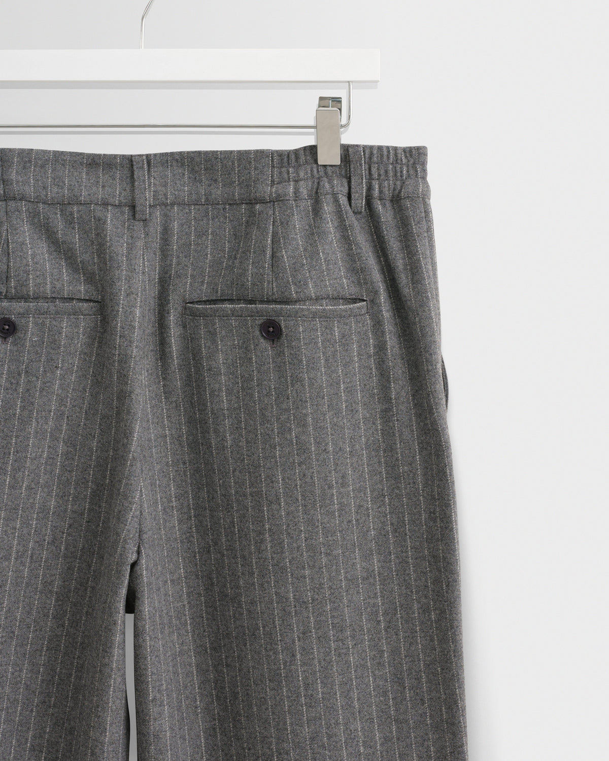 Men's Pinstripe Pleated Wool-Look Wide Leg Pants in Gray