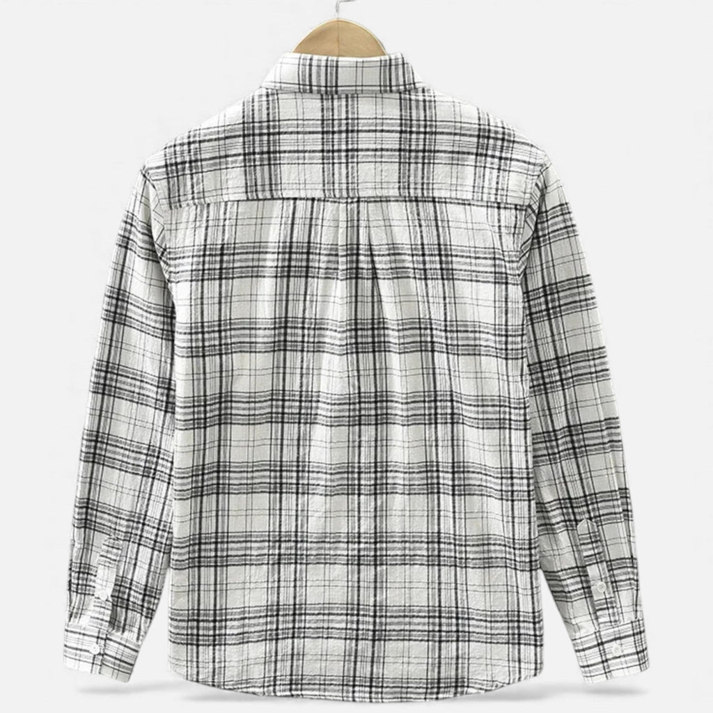 Men's Plaid Long Sleeve Shirt with Chest Pocket