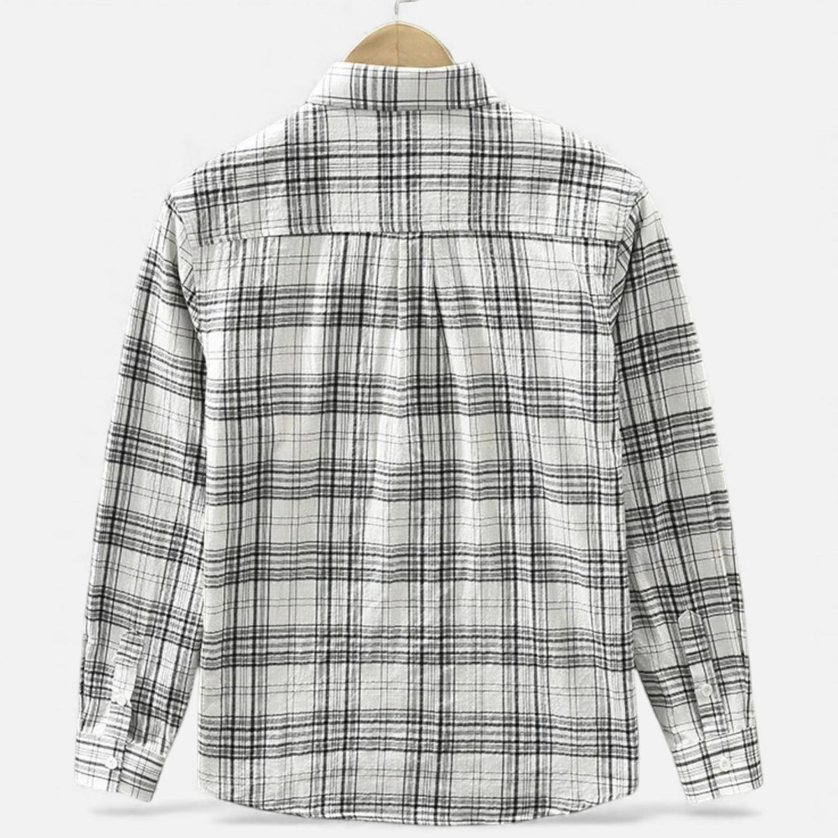 Men's Plaid Long Sleeve Shirt with Chest Pocket