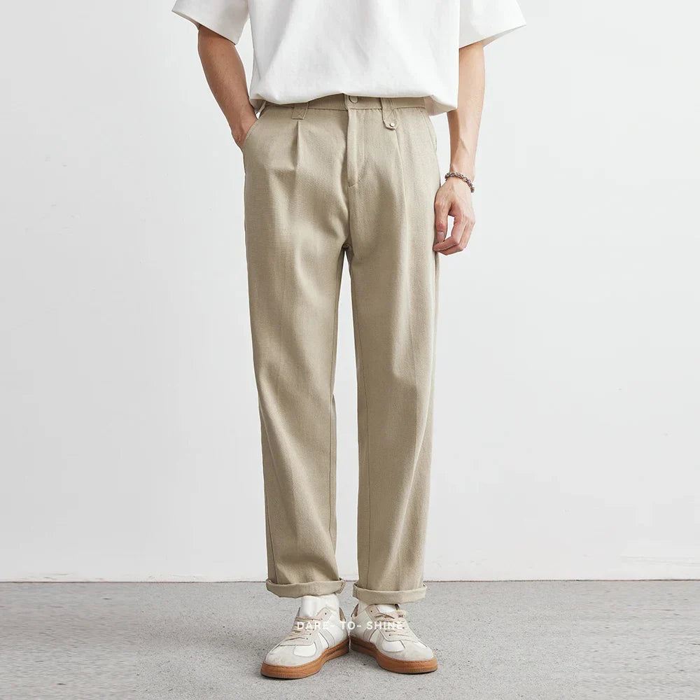 Men's Pleated Straight-Leg Pants