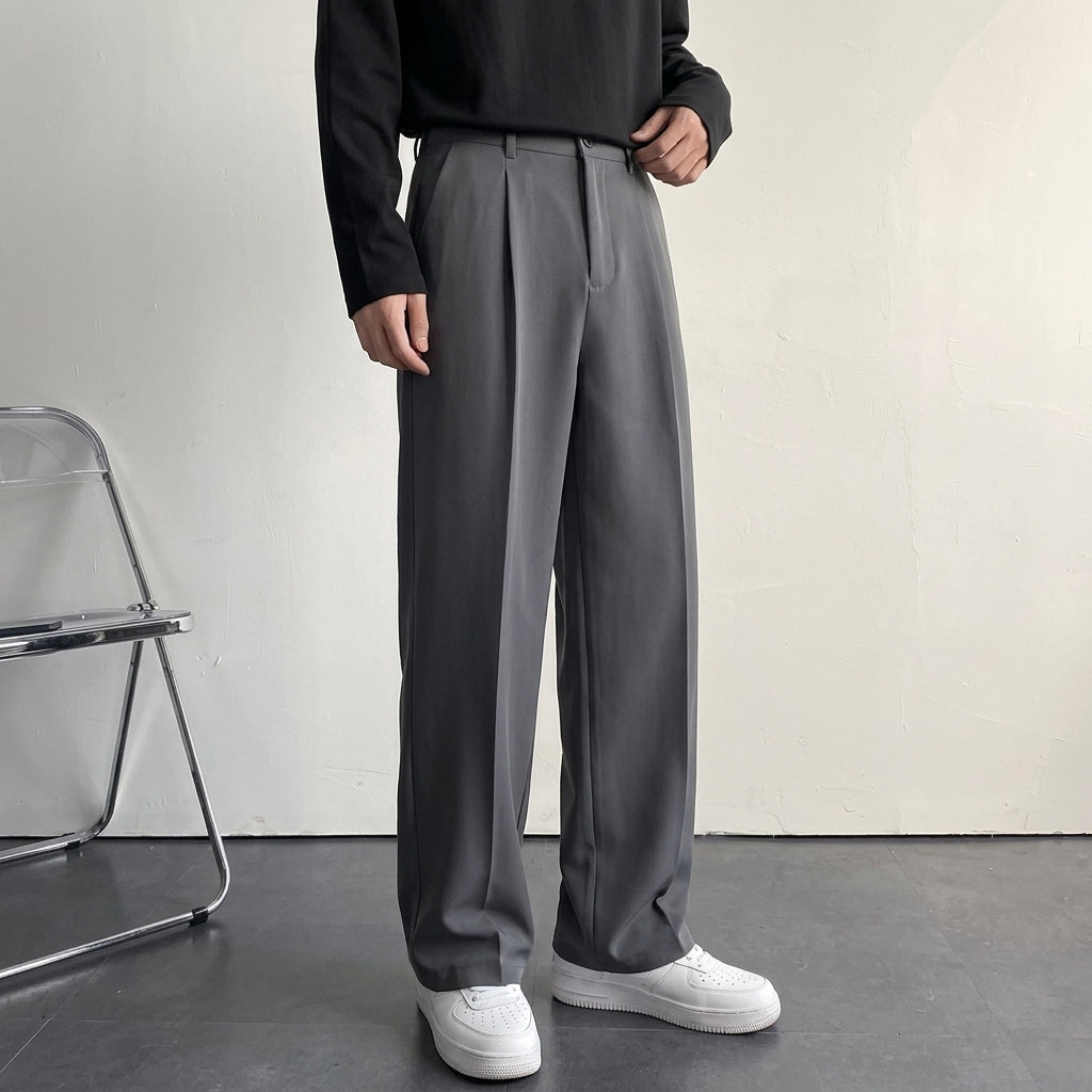 Men's Pleated Wide-Leg Dress Pants