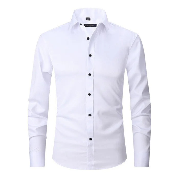 Men's Textured Pointed-Collar Dress Shirt