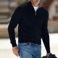 Men's Quarter-Zip Mock Neck Fine Knit Pullover Sweater