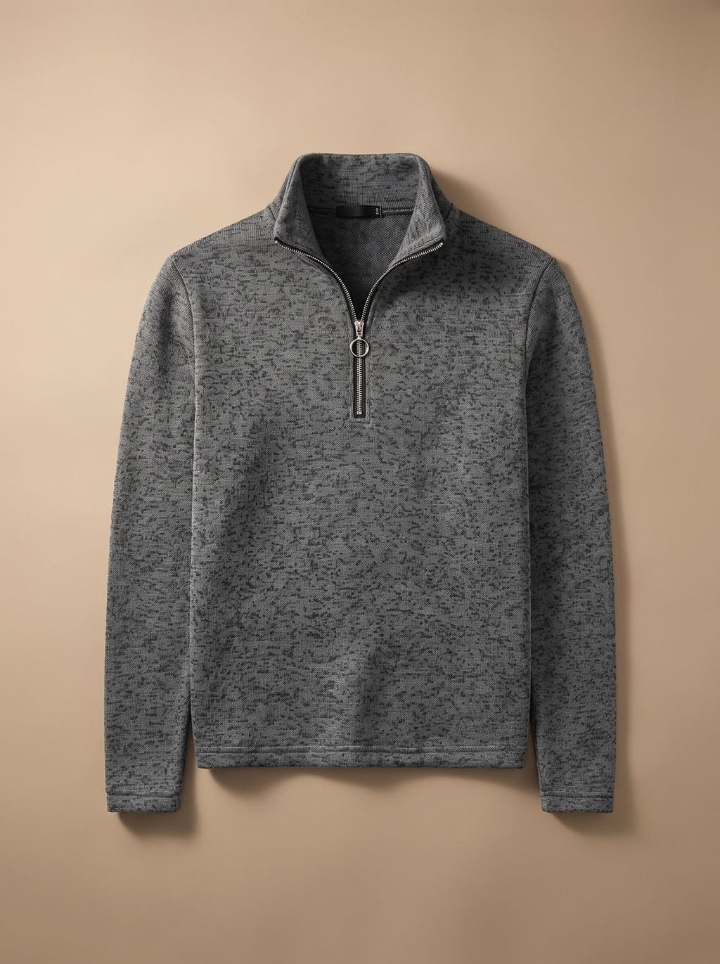 Men's Marled Knit Quarter-Zip Stand Collar Sweater