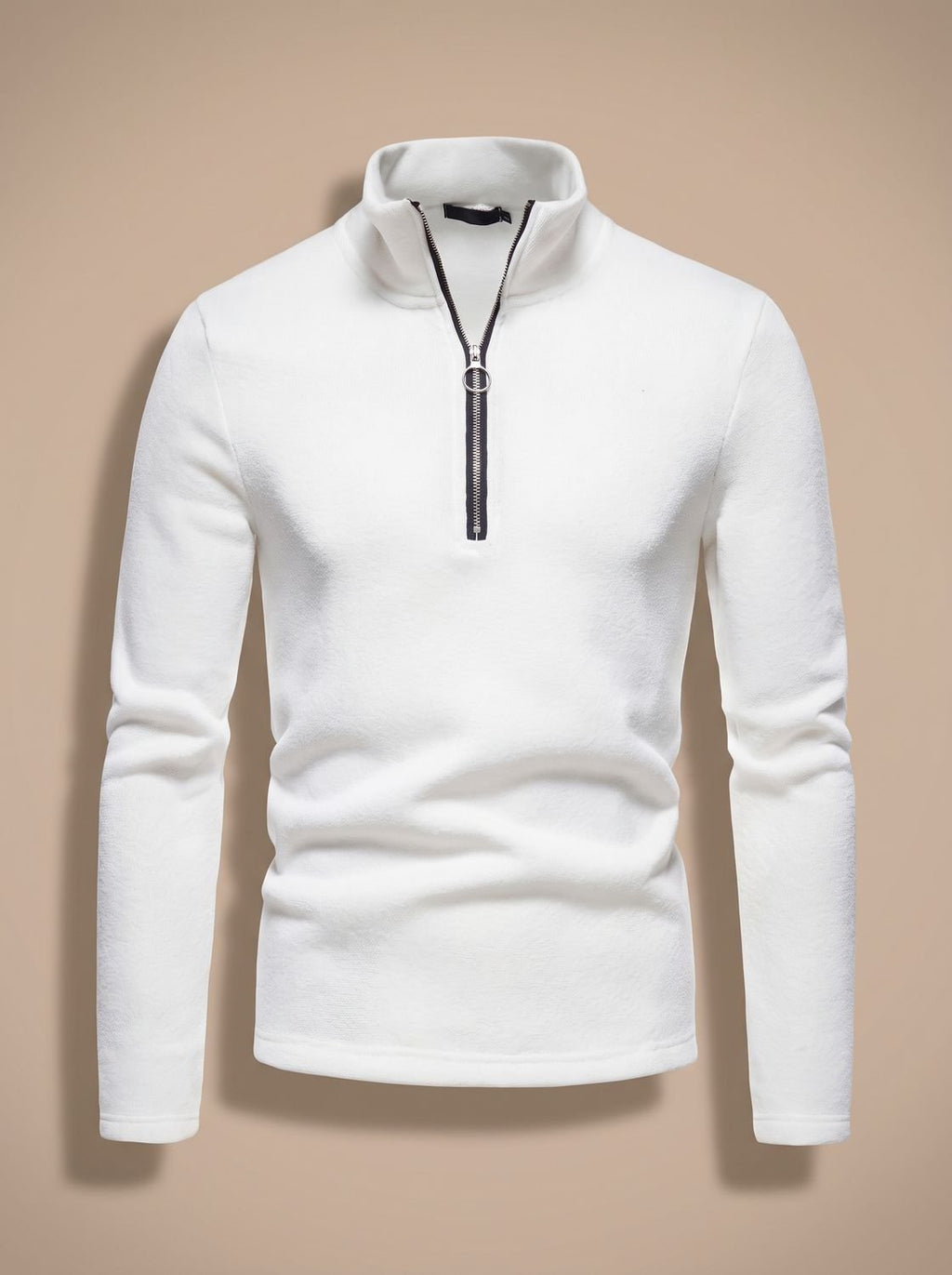 Men's Marled Knit Quarter-Zip Stand Collar Sweater