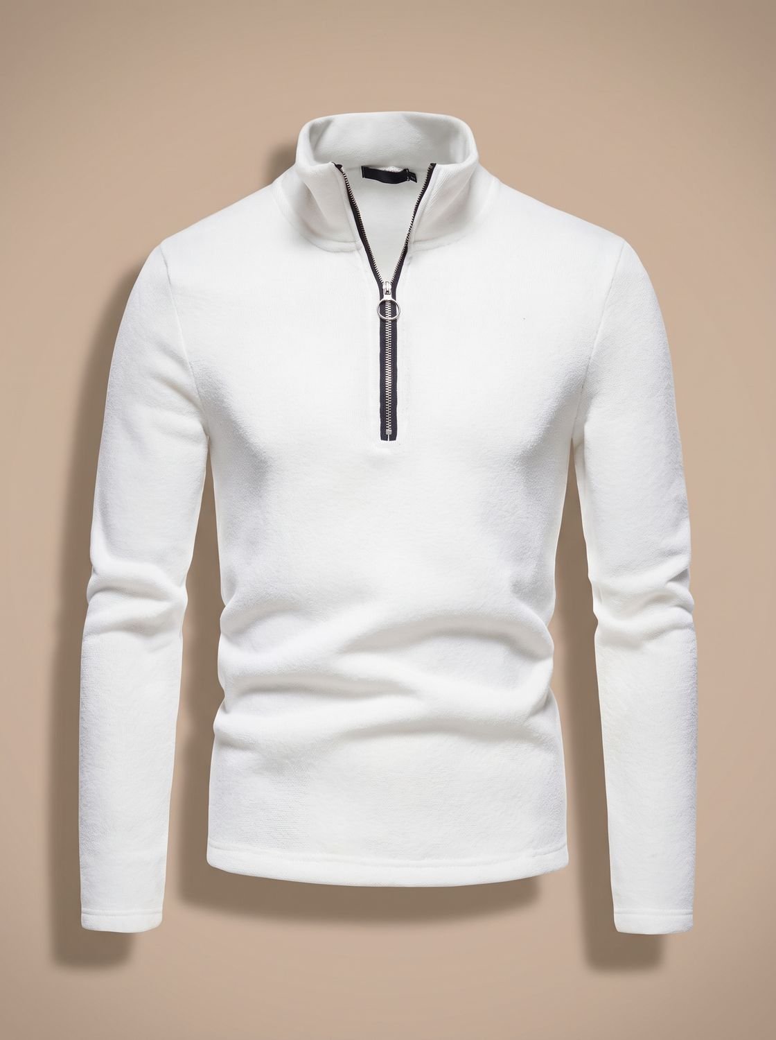 Men's Marled Knit Quarter-Zip Stand Collar Sweater