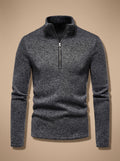 Men's Marled Knit Quarter-Zip Stand Collar Sweater