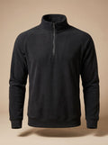 Men's Quarter-Zip Stand Collar Pullover with Side Pockets