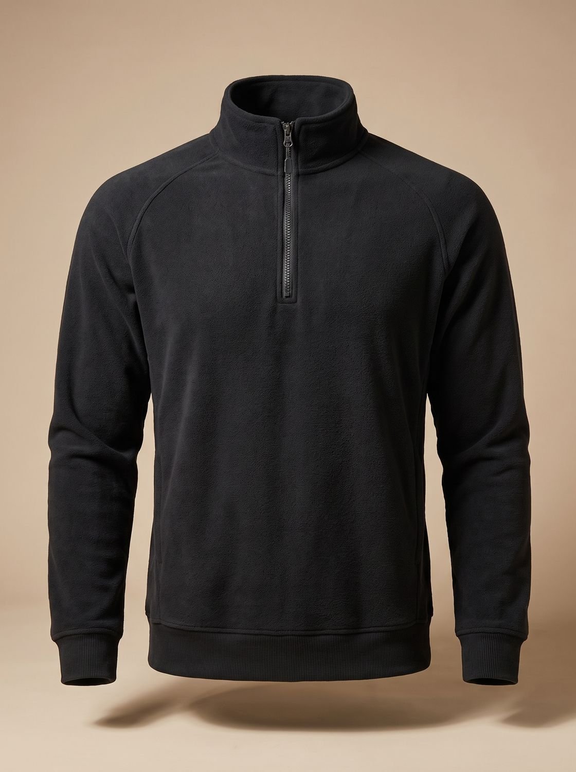 Men's Quarter-Zip Stand Collar Pullover with Side Pockets