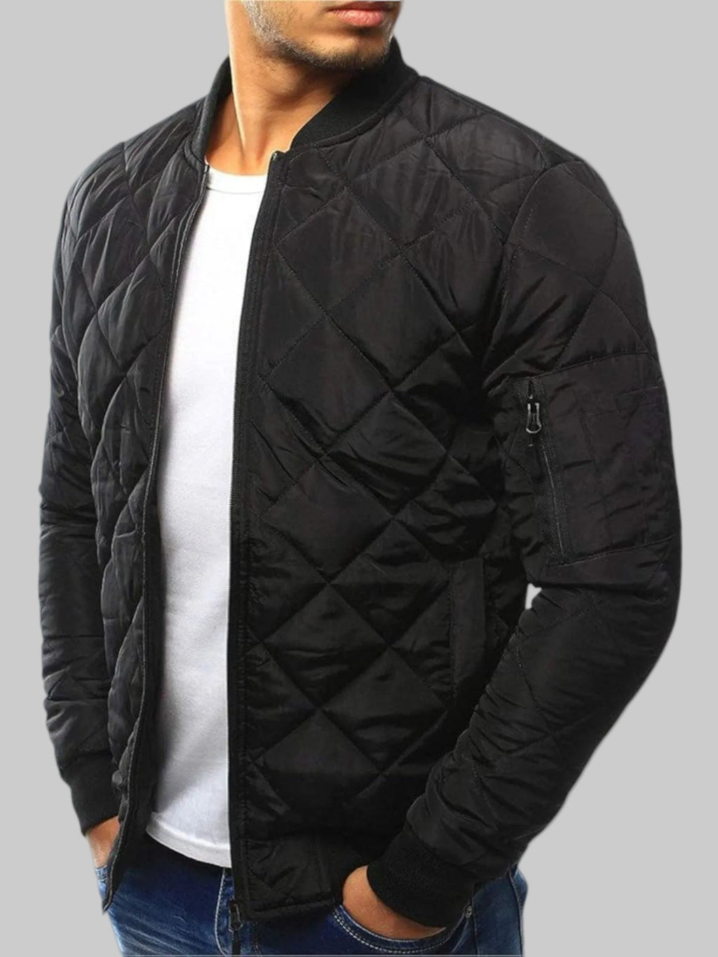Men's Diamond Quilted Bomber Jacket