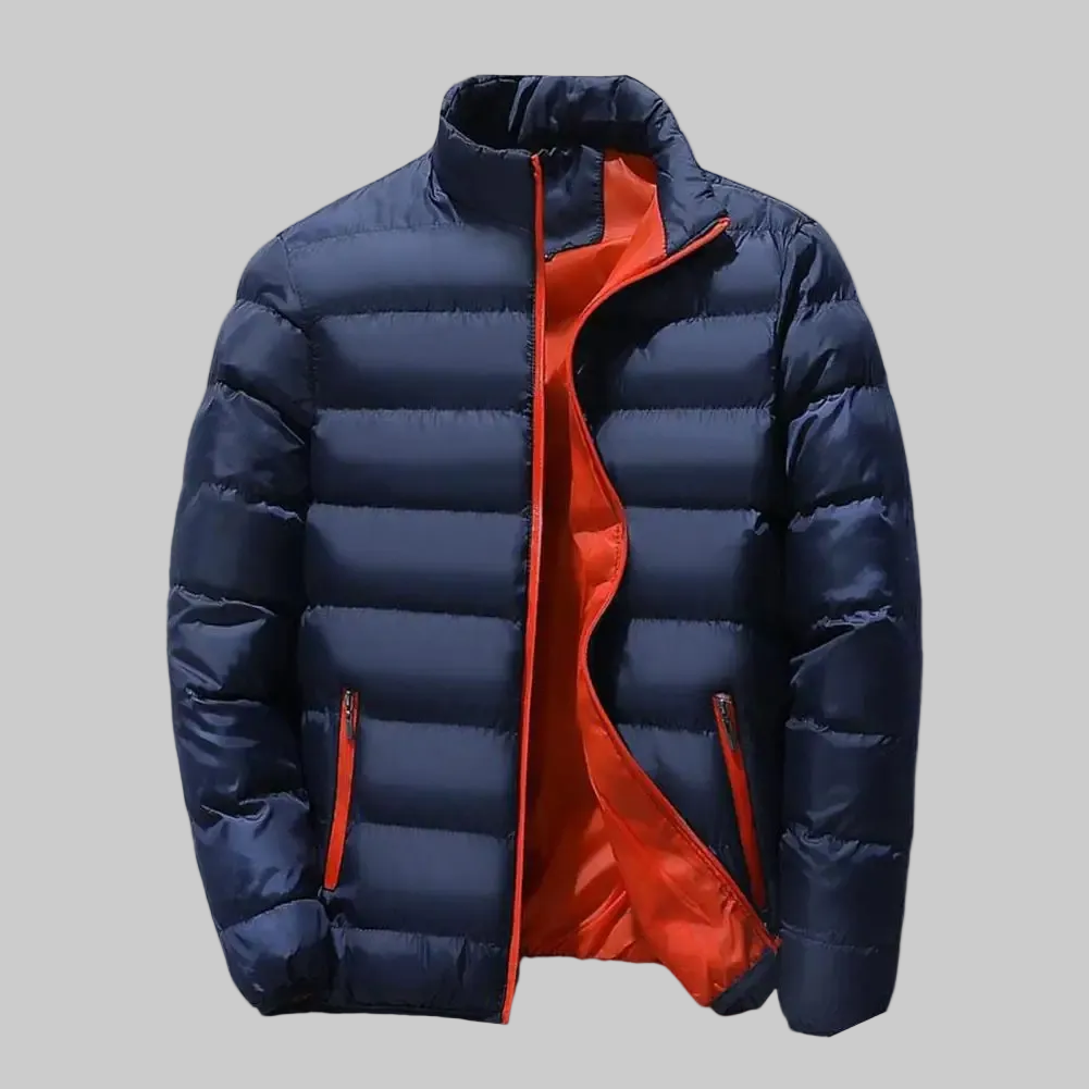 Men's Puffer Jacket with Stand Collar