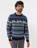Men's Fair Isle Reindeer Christmas Sweater in Navy