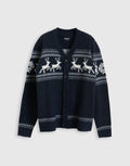 Men's Fair Isle Reindeer Christmas Cardigan V-Neck