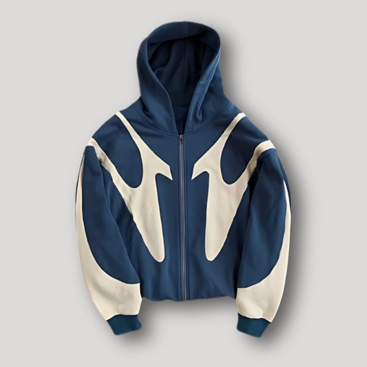 Men's Oversized Contrast Panel Full Zip Hoodie