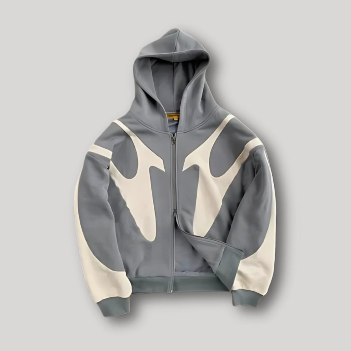 Men's Oversized Contrast Panel Full Zip Hoodie
