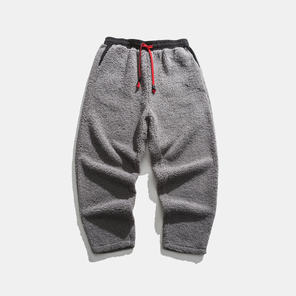 Men's Warm Plush Drawstring Jogger Sweatpants