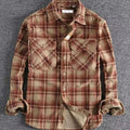 Men's Relaxed Fit Plaid Shirt with Two Chest Pockets