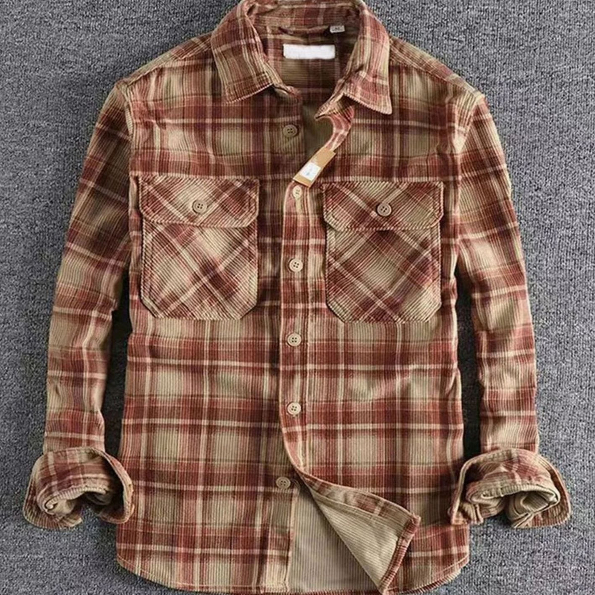 Men's Relaxed Fit Plaid Shirt with Two Chest Pockets