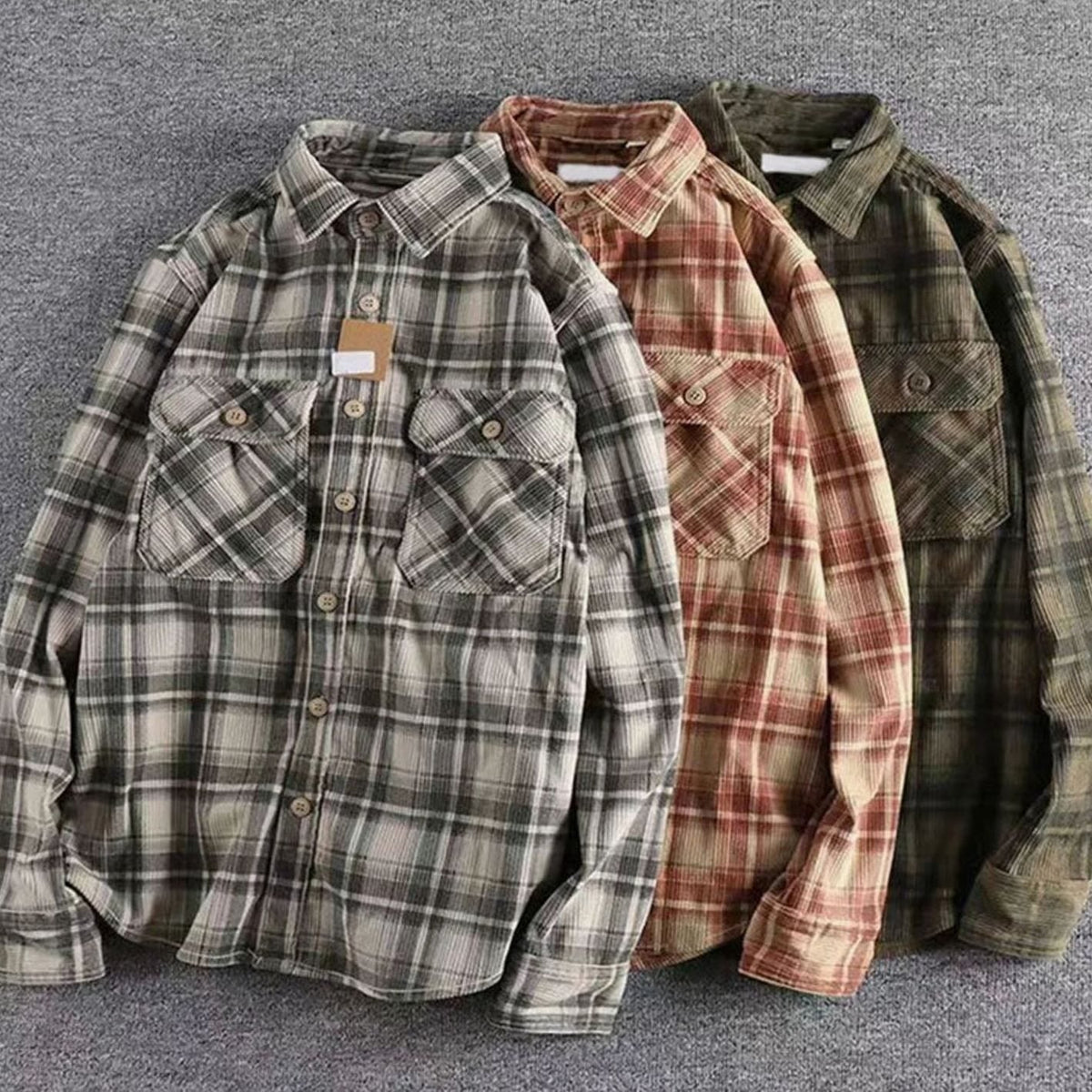 Men's Relaxed Fit Plaid Shirt with Two Chest Pockets