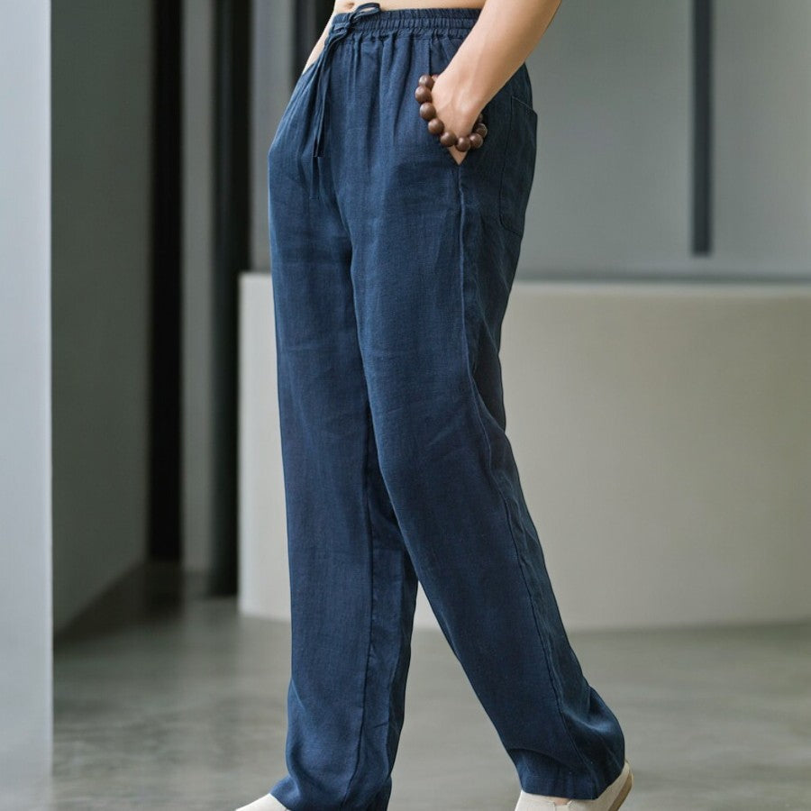 Men's Relaxed Elastic-Waist Pants with Pockets