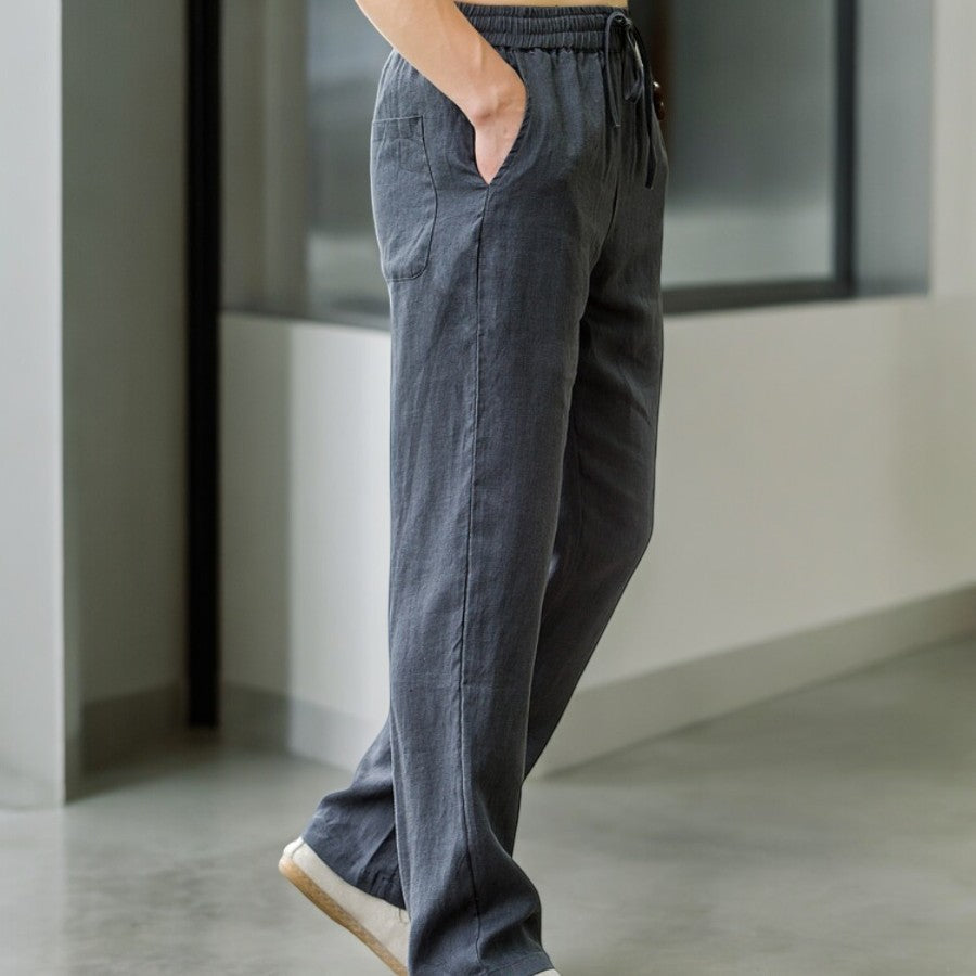 Men's Relaxed Elastic-Waist Pants with Pockets