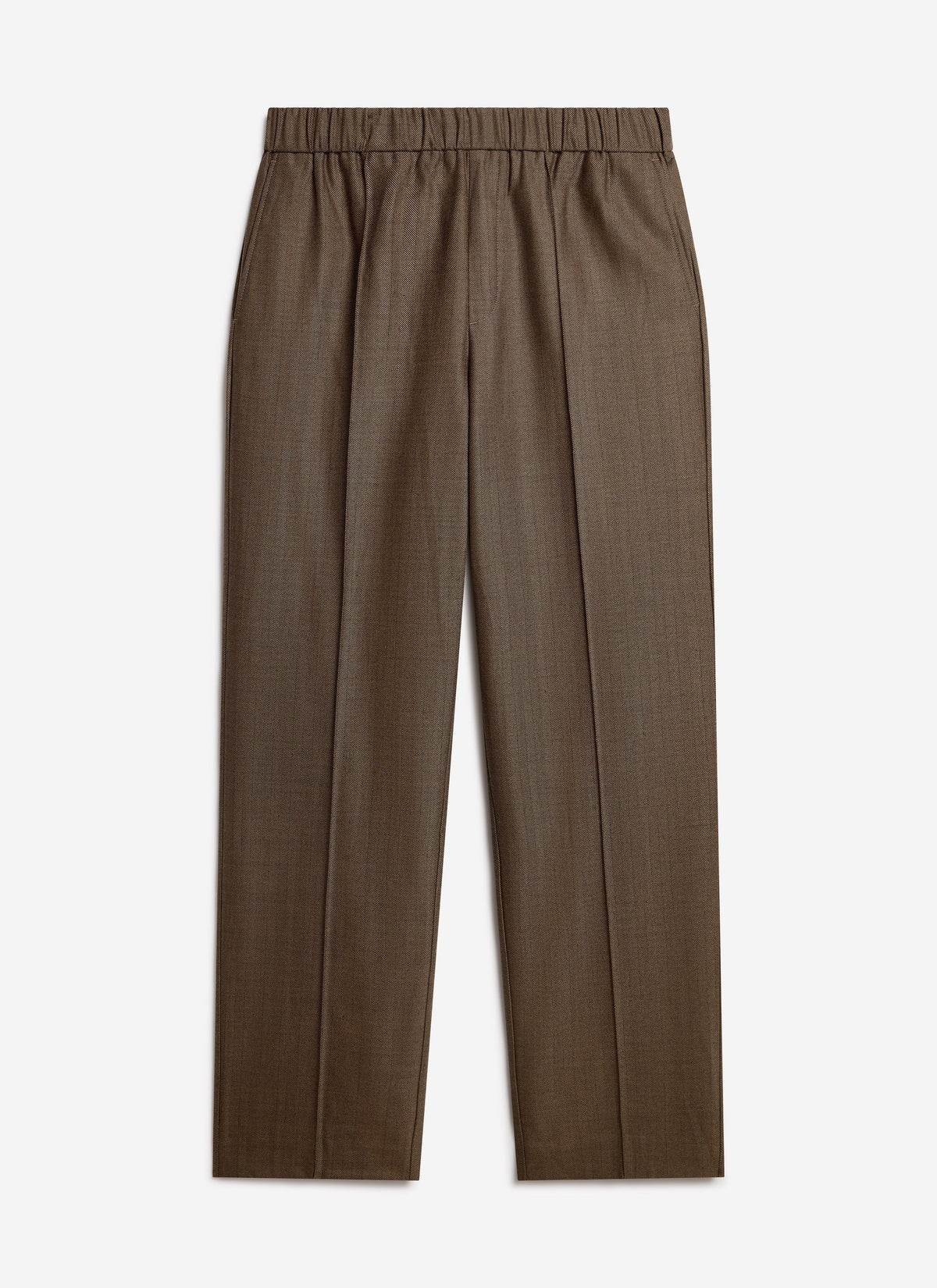 Men's Relaxed Wide Leg Herringbone Wool-Look Pants in Brown