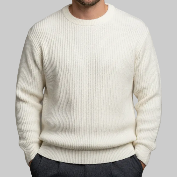 Men's Ribbed Knit Crew Neck Sweater