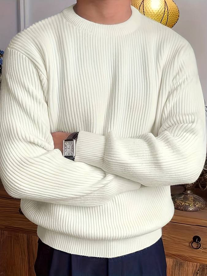 Men's Ribbed Knit Crew Neck Sweater