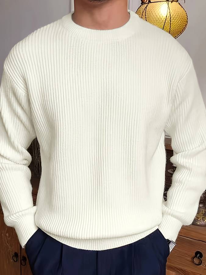 Men's Ribbed Knit Crew Neck Sweater