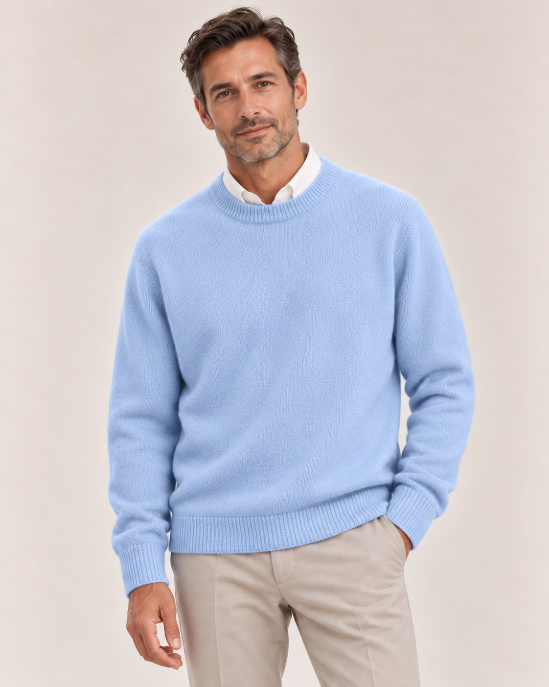 Men's Ribbed Trim Crew Neck Sweater