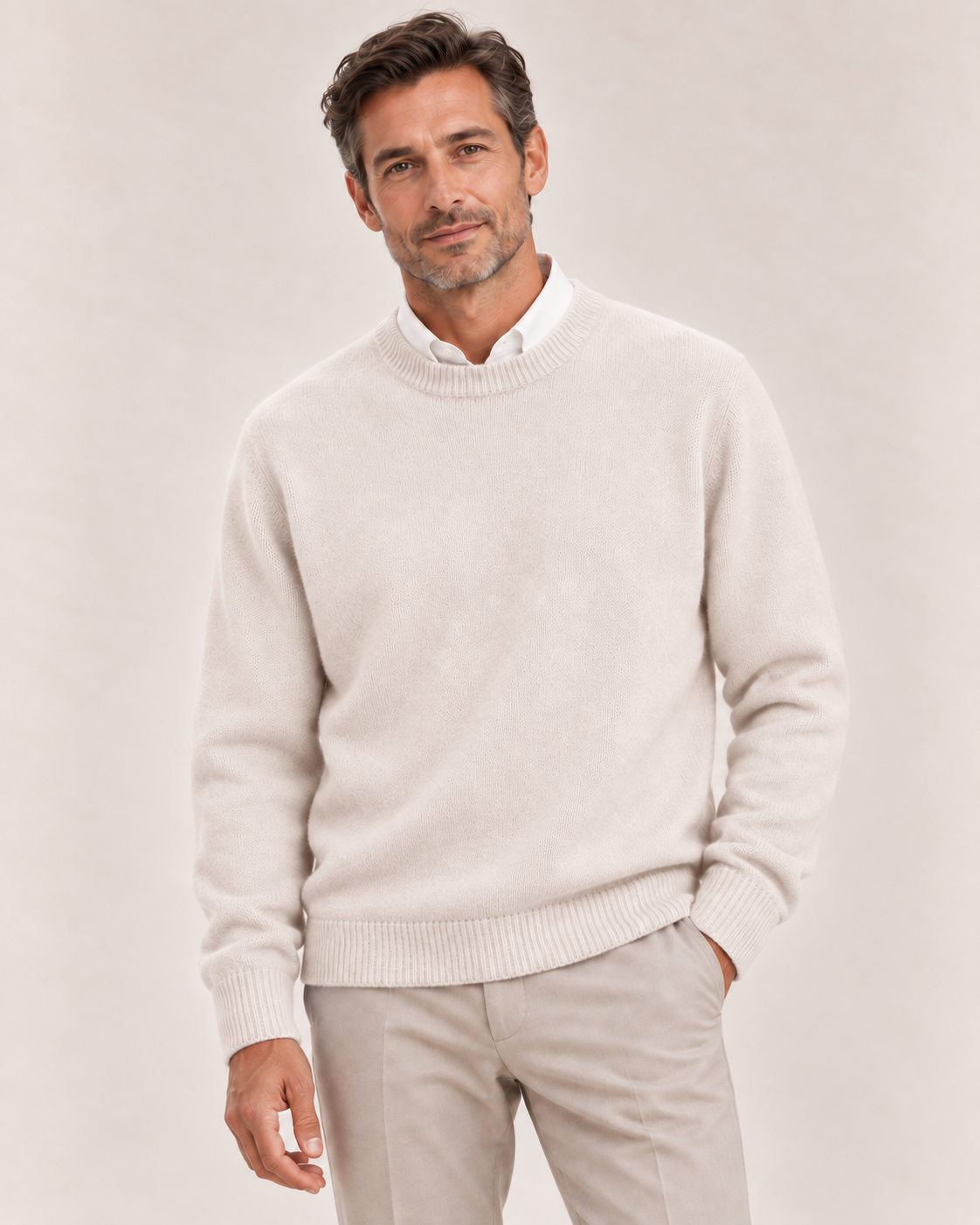 Men's Ribbed Trim Crew Neck Sweater