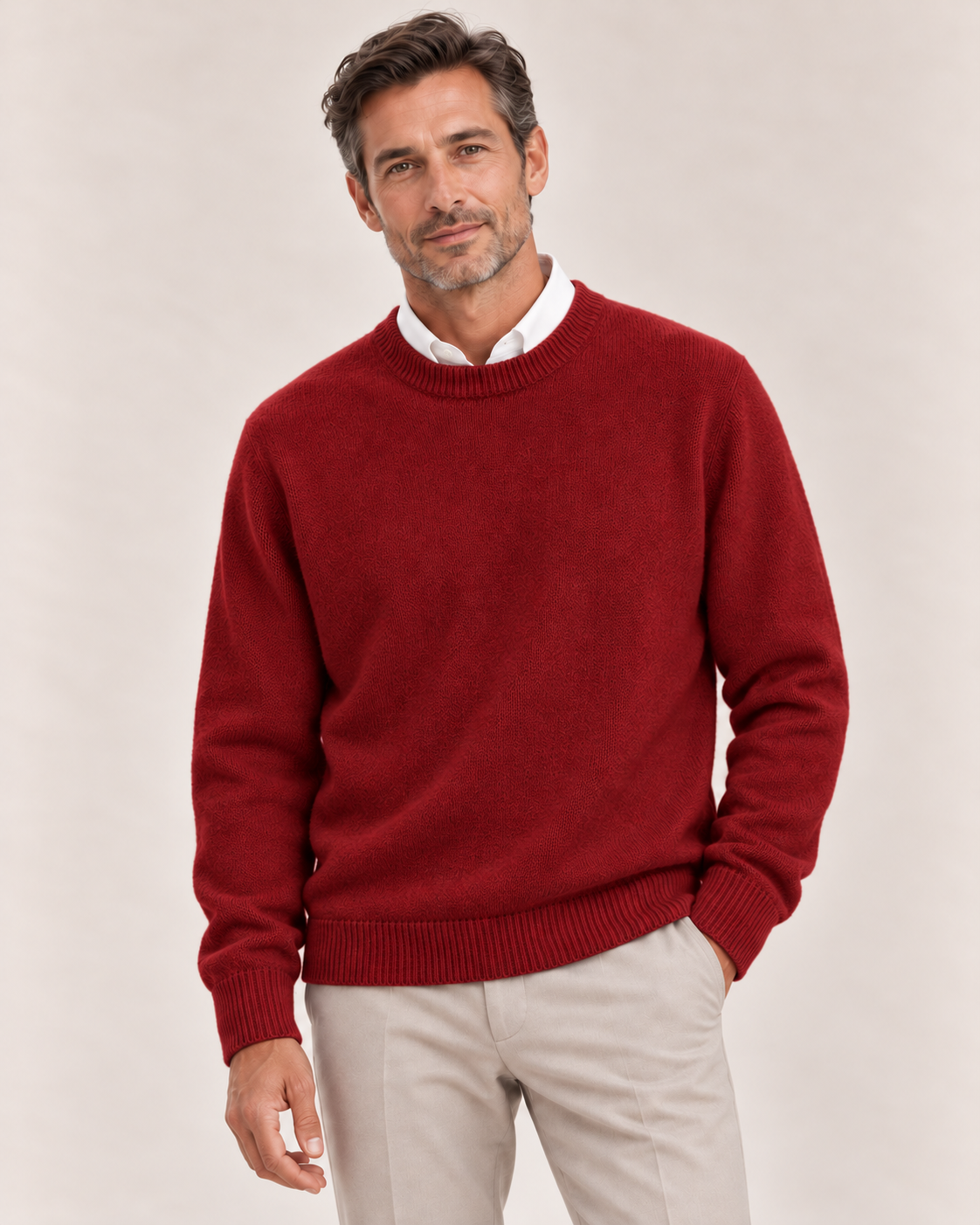 Men's Ribbed Trim Crew Neck Sweater