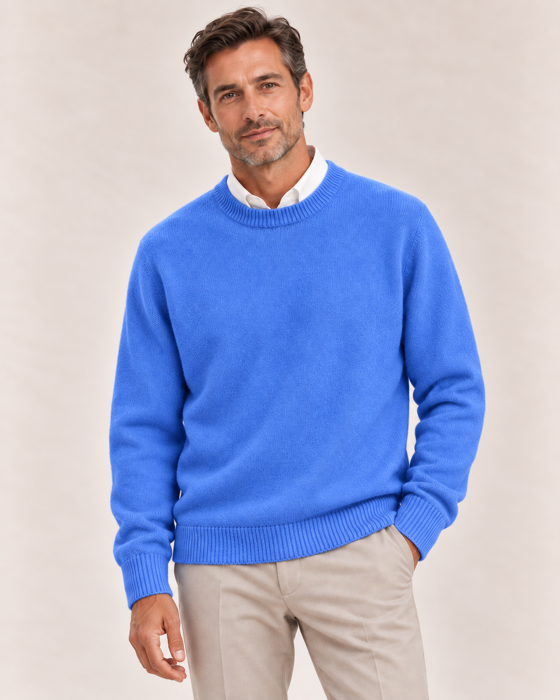 Men's Ribbed Trim Crew Neck Sweater