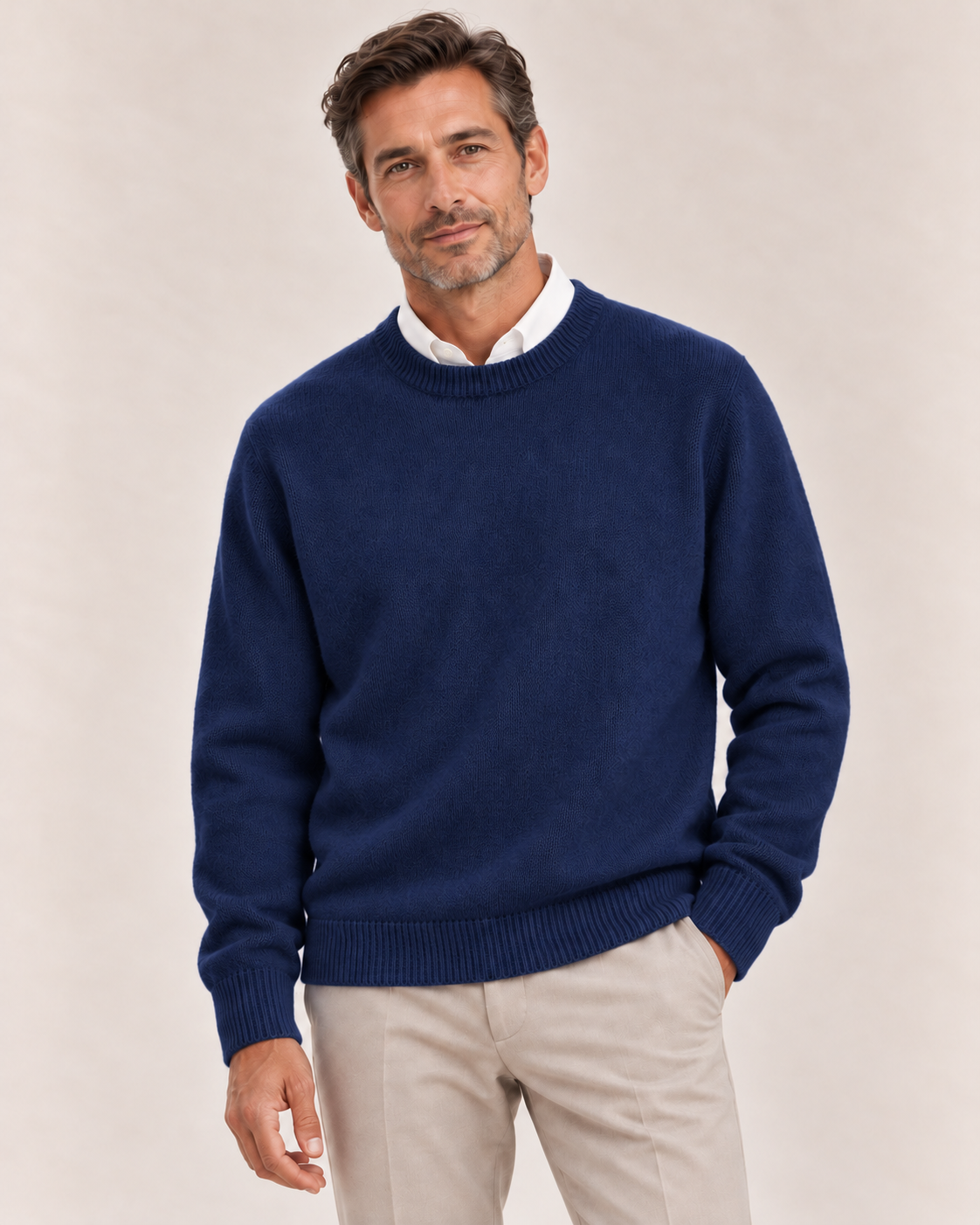 Men's Ribbed Trim Crew Neck Sweater