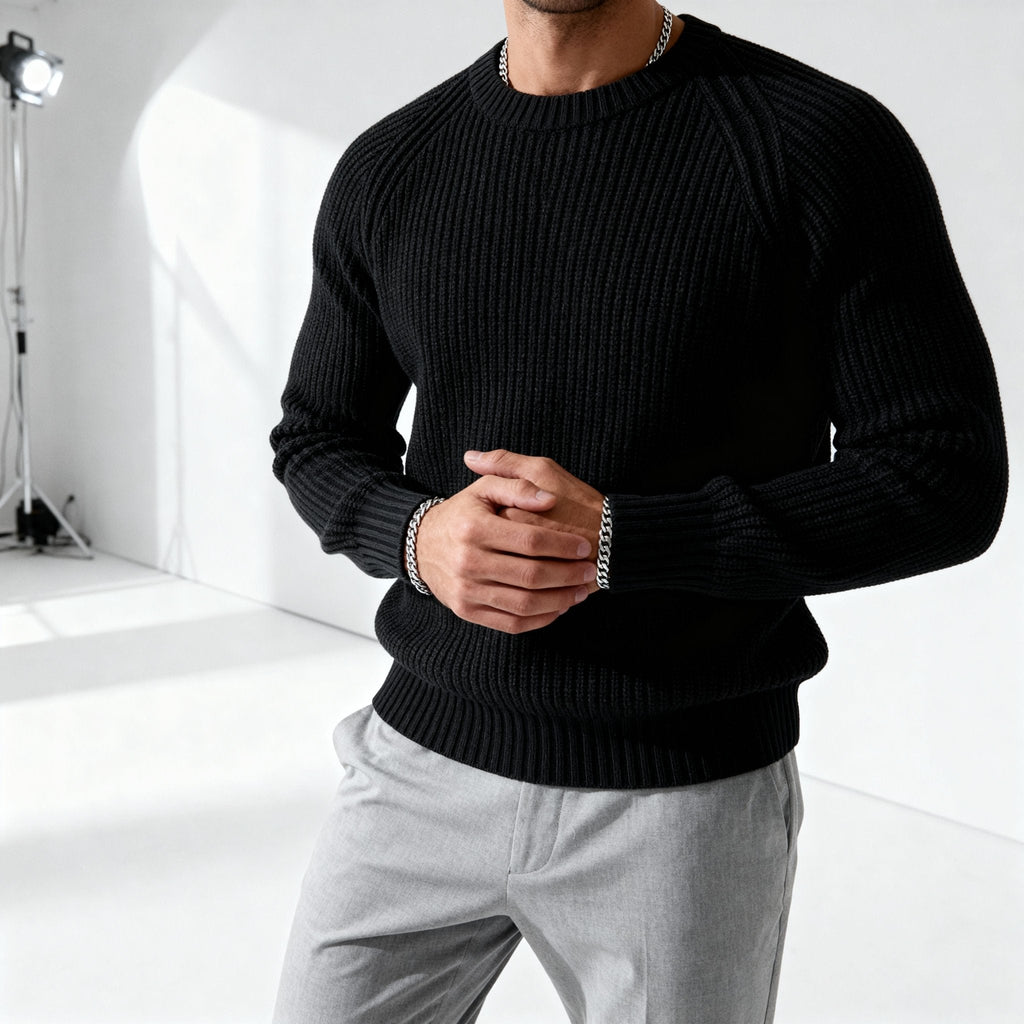 Men's Chunky Fisherman Rib Crewneck Sweater
