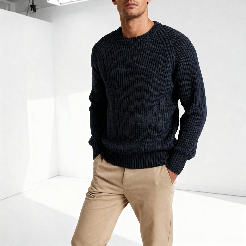 Men's Chunky Fisherman Rib Crewneck Sweater