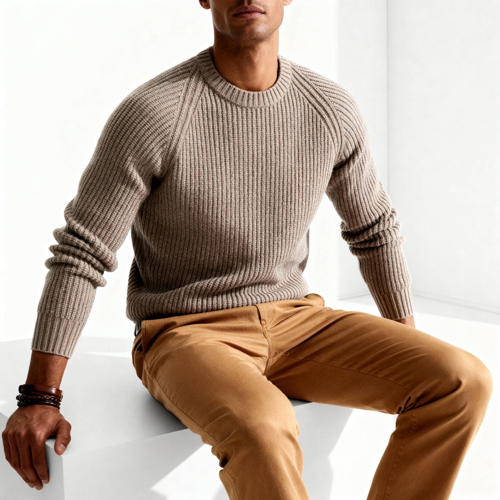 Men's Chunky Fisherman Rib Crewneck Sweater