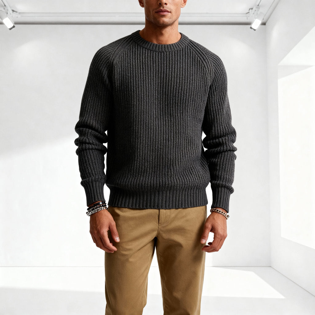 Men's Chunky Fisherman Rib Crewneck Sweater