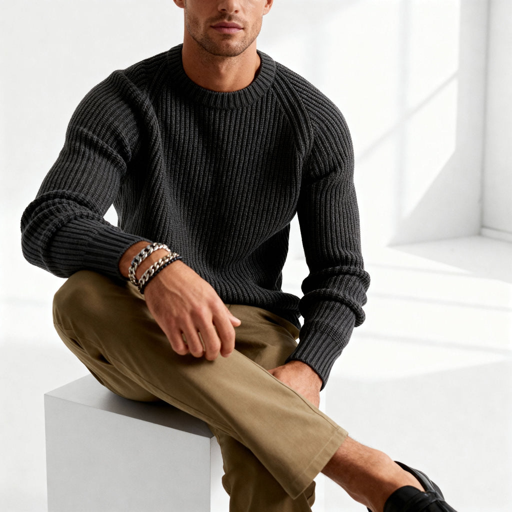 Men's Chunky Fisherman Rib Crewneck Sweater
