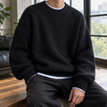 Men's Oversized Ribbed Crewneck Sweater with Drop Shoulders
