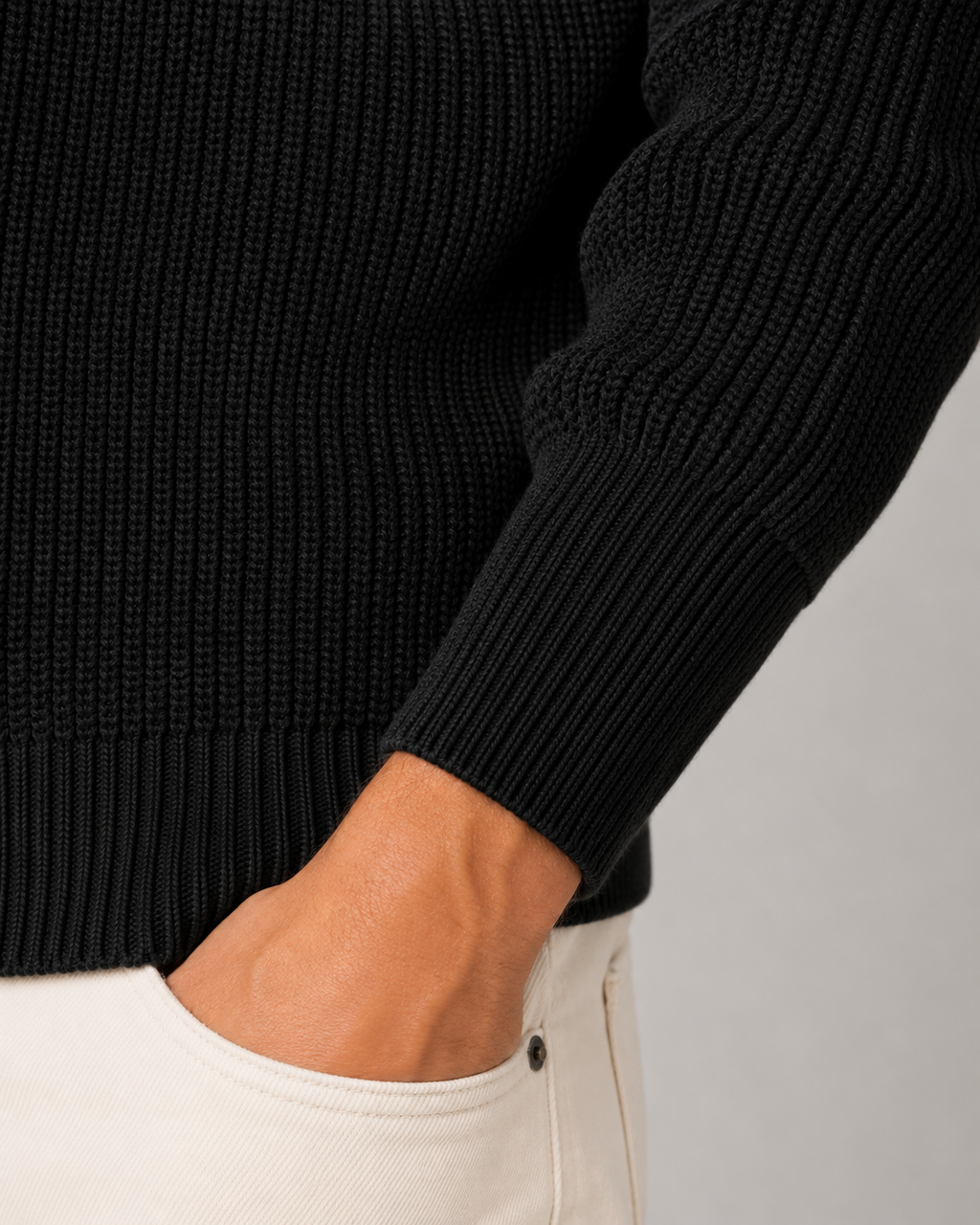 Men's Ribbed Knit Quarter-Zip Mock Neck Sweater