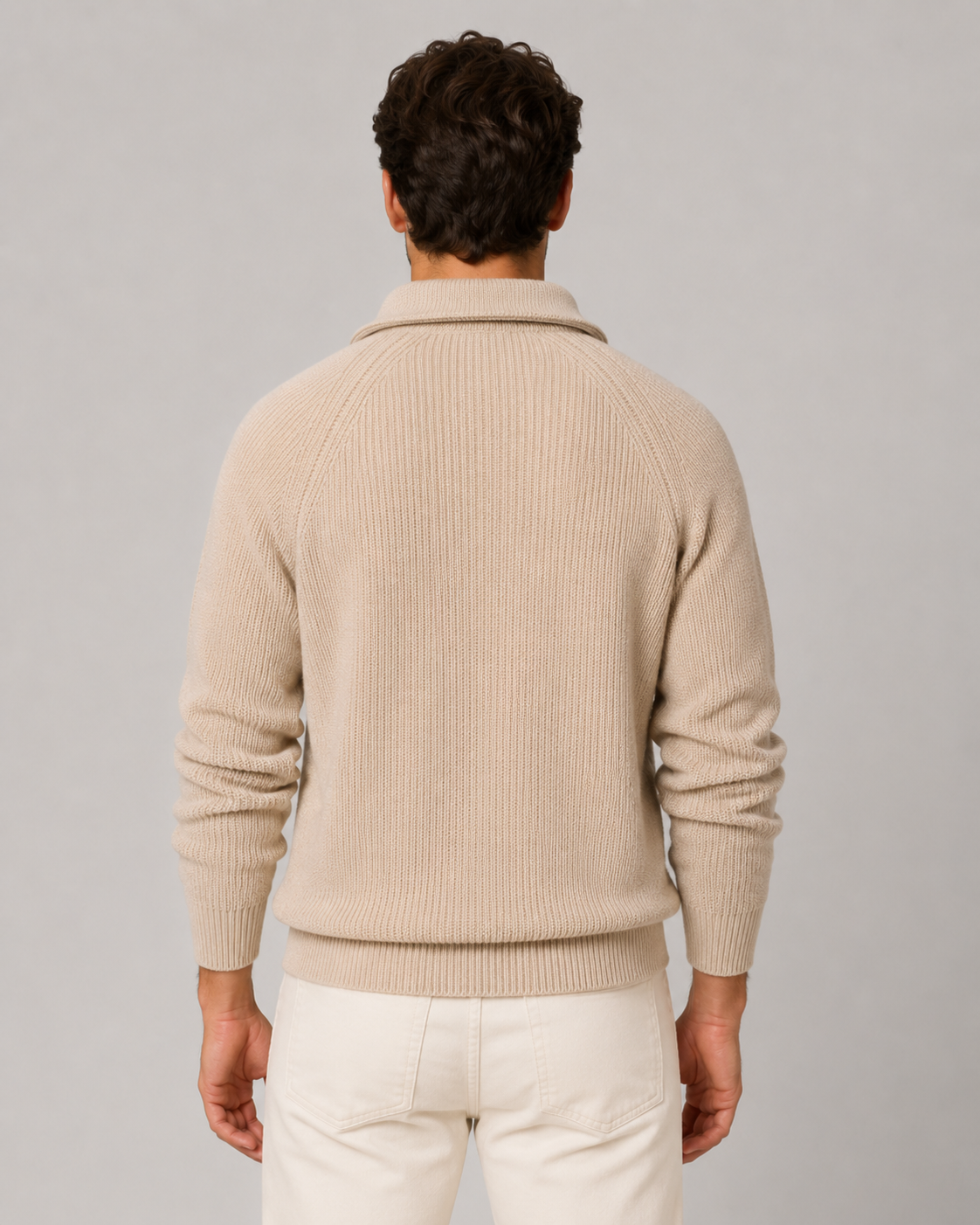 Men's Ribbed Knit Quarter-Zip Mock Neck Sweater