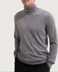 Men's Fine Knit Turtleneck Sweater in Gray