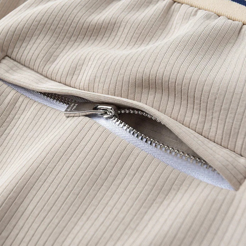 Men's Ribbed Jogger Sweatpants with Striped Waistband
