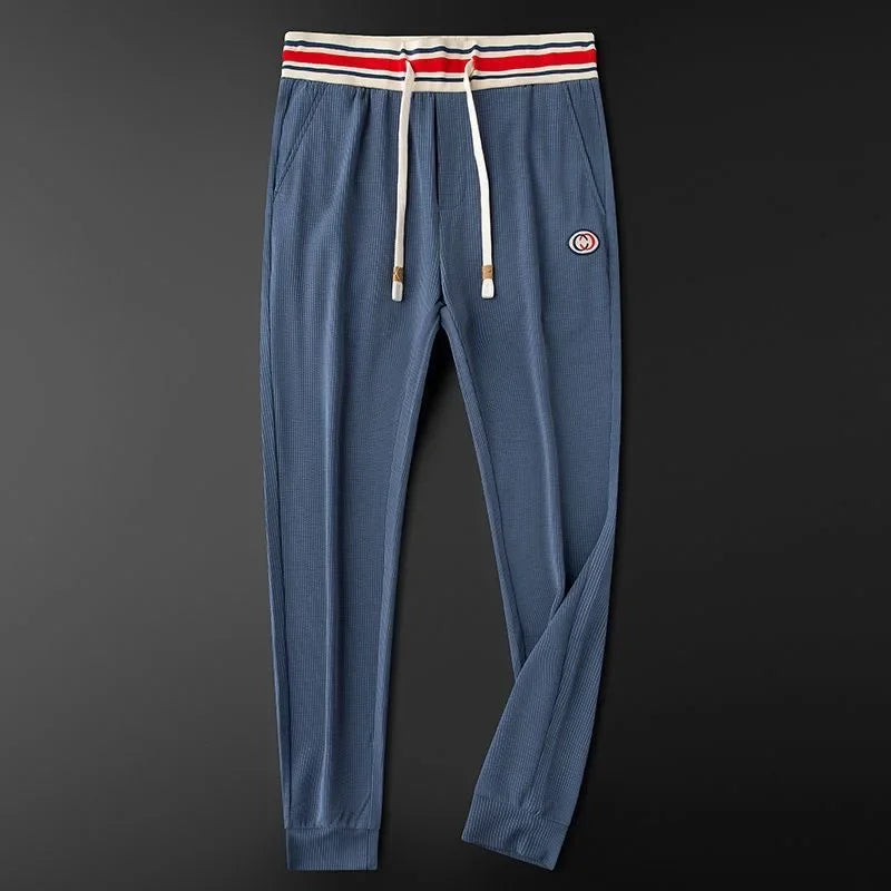 Men's Ribbed Jogger Sweatpants with Striped Waistband