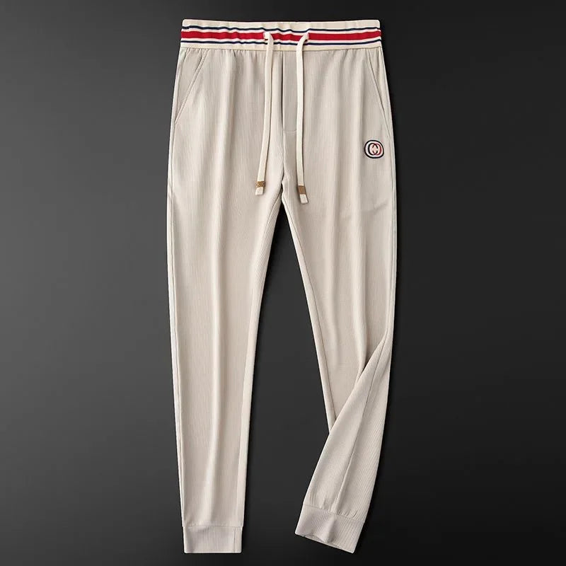 Men's Ribbed Jogger Sweatpants with Striped Waistband