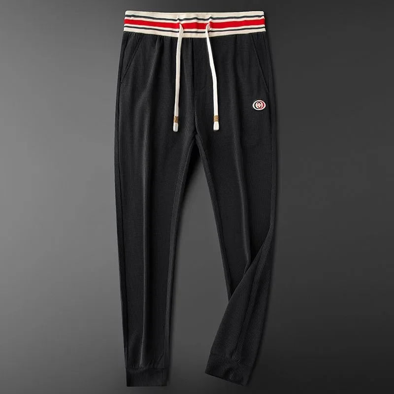 Men's Ribbed Jogger Sweatpants with Striped Waistband