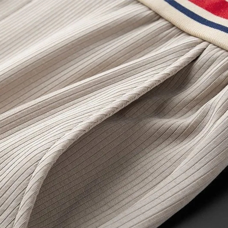 Men's Ribbed Jogger Sweatpants with Striped Waistband